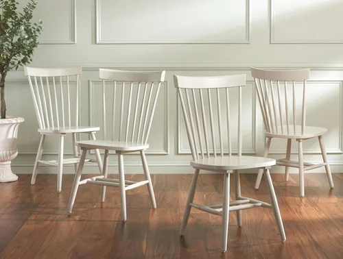 Miniatura 7 de SAFAVIEH Furniture - Juego de 2 sillas de comedor Parker Spindle, color blanco roto - madera maciza - Diseño clásico de Windsor - Ideal para Blanco