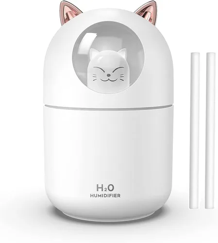 Humidificador pequeño portátil, mini humidificador de niebla fría de 10.1 fl oz con luz nocturna, humidificador personal USB apagado automático,