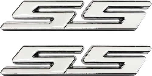 Miniatura 2 de 2 x Emblemas SS de metal 3D para guardabarros lateral y cajuela, calcomanía adhesiva con logotipo de reemplazo para camiones y autos de la serie SS