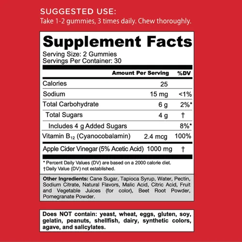Miniatura 6 de Goli Vitaminas Gomosas de Vinagre de Sidra de Manzana - 60 Unidades - Vitamina B12, Sin Gelatina, Sin Gluten, Veganas y Sin OGM
