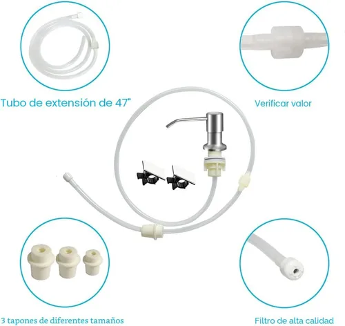 Miniatura 4 de OHiHi Dispensador de jabón para platos para fregadero de cocina (níquel cepillado), dispensador de jabón para fregadero de encimera, bomba de agua