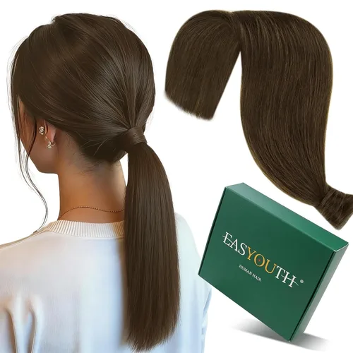 Miniatura 40 de Easyouth Extensión de cola de caballo de cabello humano marrón ombré, extensión de colas de caballo, extensiones de cola de caballo de color marrón