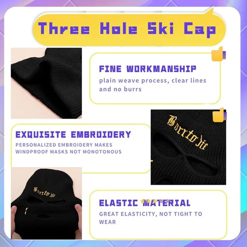 Miniatura 3 de Winter Windproof Knitted Cycling Ski Mask Neck Warmer 3 Hole Balaclavas Full Face Cover