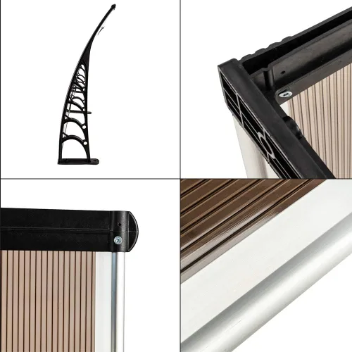 Miniatura 3 de Toldo para ventana, cubierta de policarbonato para exteriores, puerta delantera al aire libre, patio, protección contra la lluvia, nieve, luz solar