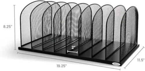 Miniatura 5 de Safco Products Onyx Mesh 8 Sort Organizador de escritorio vertical 3253BL, acabado de recubrimiento en polvo negro, construcción de malla de acero