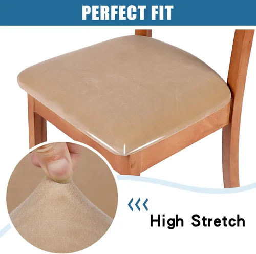 Miniatura 4 de Smiry - Fundas de asiento de terciopelo para silla de comedor, juego de 2, ajuste elástico, extraíbles y lavables, fundas protectoras de cojín