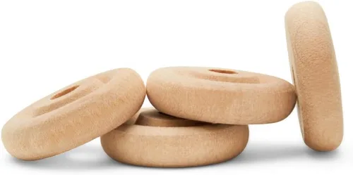Mini ruedas de madera clásicas, ideales para manualidades, 7/8 pulgadas de diámetro, 1/4 pulgadas de grosor, agujero de 3/16 pulgadas, paquete de 50