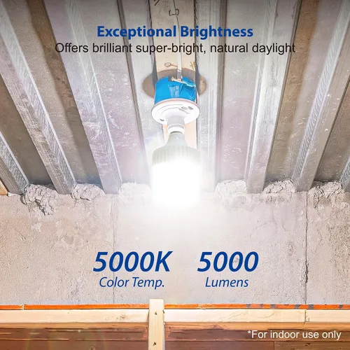 Miniatura 2 de Bombilla LED, 5000 lúmenes, equivalente a 36 W, luz diurna de 5000 K, base E26, 50,000 horas de vida útil, no regulable, solo