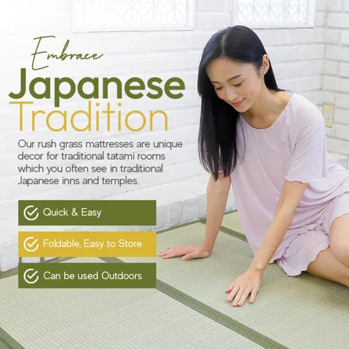 Miniatura 7 de MIINA Colchón japonés tradicional tatami, Igusa (hierba rusa), futón, 39 x 78 pulgadas (individual natural)