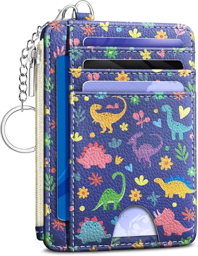 Miniatura 12 de Kelvoris Tarjetero pequeño para mujer, cartera delgada con bloqueo RFID, llavero con bolsillo para monedas con cremallera, bolsillo frontal