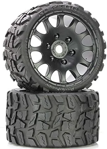 Miniatura 5 de Powerhobby Raptor - Neumáticos/ruedas RC con cinturón Monster Truck con 0.669 in hexagonal (4) compuesto deportivo Compatible con: Arrma Outcast