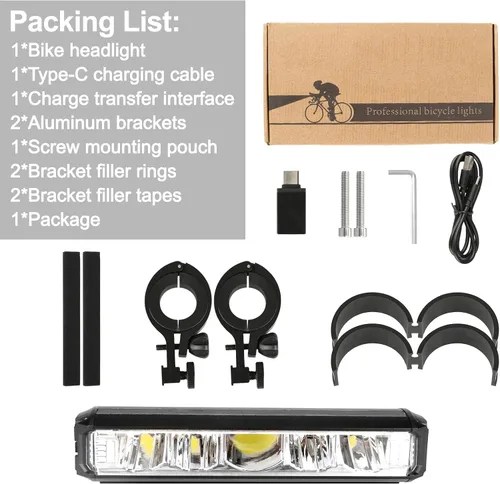 Miniatura 9 de 17* LED 4800 Lumen Bike Lights, USB-C Rechargeable Bicycle Light, Super Bright Bike Lights for Night Riding, IP65 Waterproof Bicycle Headlight for