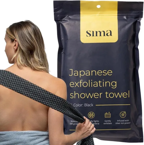 Toalla exfoliante para la cara y el cuerpo - Toalla exfoliante japonesa con fibras hexagonales, exfoliante corporal con 2 lados para frotar y lavar,