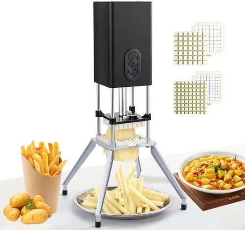 Miniatura 9 de YOTAN Cortador Eléctrico para Papas Fritas, Cortador de Papas Fritas de Acero Inoxidable con Cuchilla de 1/2 y 3/8 Pulgadas, Cortador Eléctrico