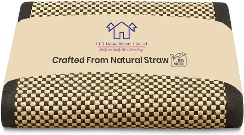 Miniatura 9 de LFH Home Handmade Straw Yoga Mat For Exercise, Workout, Fitness - Perfect Heavy Quality Eco Friendly Natural Straw Reversible Yoga Mat for Men &