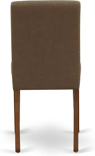 Miniatura 8 de East West Furniture ABP3T18 Abbott Parson - Sillas de comedor acolchadas de tela de lino café, juego de 2, caoba