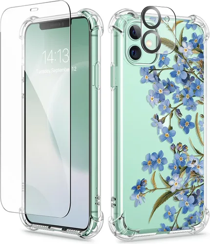 Miniatura 138 de GVIEWIN - Funda floral para iPhone 14 de 6.1 pulgadas, protector de pantalla + protector de lente de cámara, no se amarillenta, a prueba de golpes