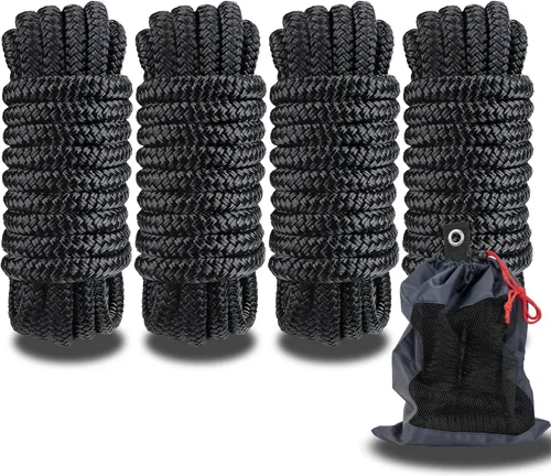 Miniatura 7 de MARINE SYSTEM Cuerdas de Líneas de Muelle de Nylon Trenzado Doble, Línea de Muelle de 3/8 Pulgadas x 15 Pies con Ojal de 12 Pulgadas para Amarrar