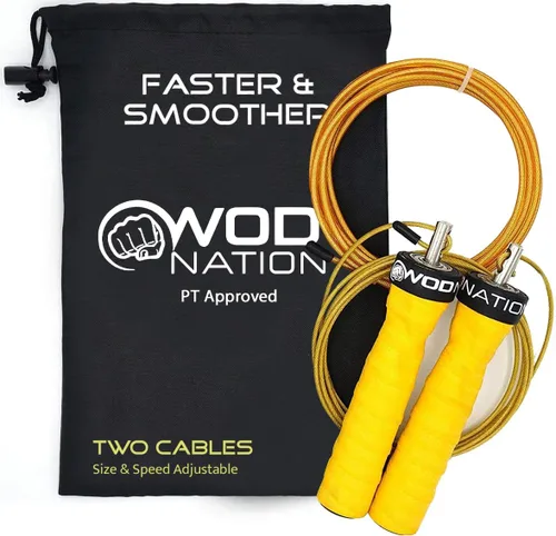 Miniatura 10 de WOD Nation Cuerda de saltar Attack Speed: Cuerdas ajustables para saltar: Sistema único de entrenamiento con dos cables: Una gruesa y una ligera