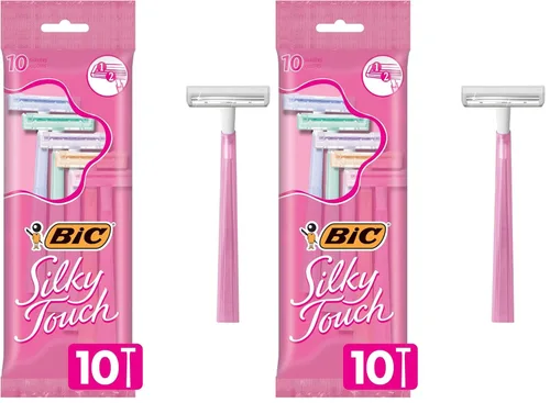 Miniatura 10 de BIC Silky Touch - Maquinillas de afeitar desechables para mujer, con 2 cuchillas, mangos de rastrillo en colores pastel, paquete de 10