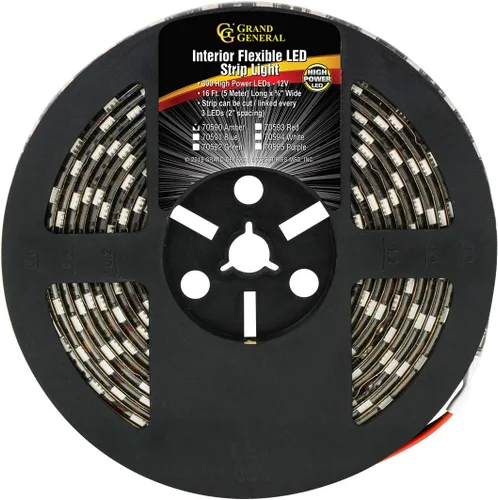 Miniatura 4 de Grand General 70590 - Tira de luz LED flexible de 16 pies 5050, impermeable, para uso interior, color ámbar