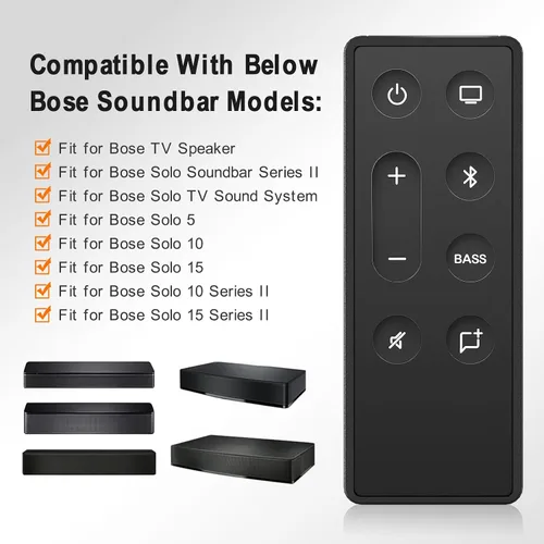 Miniatura 2 de Mando a distancia de repuesto para altavoz Bose TV y barra de sonido Solo serie II, compatible con sistema de sonido Bose Solo 5 10 15 Series II TV