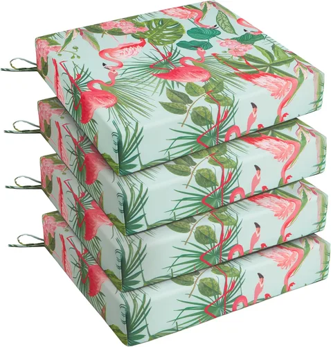 Miniatura 44 de UNIKOME Cojines para sillas de exterior, resistentes al agua, con lazos, relleno de esponja de alta densidad, cojines de asiento cuadrados