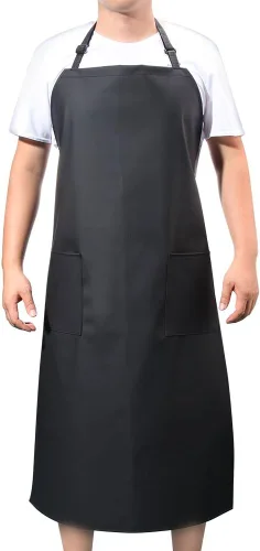 Delantal de goma y vinilo VWELL de 41.5'' impermeable para hombres y mujeres, delantal para lavavajillas, delantal químico para trabajo de Negro