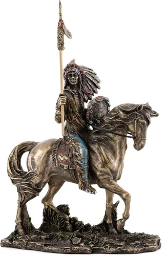 Top Collection Mandan Indian Chief Statua - Escultura nativa americana en bronce fundido en frío de alta calidad, figura coleccionable de la tribu