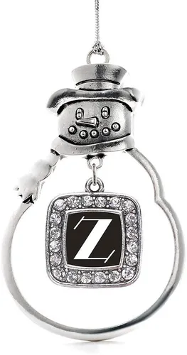 Miniatura 140 de Inspired Silver - Adorno de rodillo de reina - Adorno cuadrado de plata con muñeco de nieve con joyas de circonita cúbica