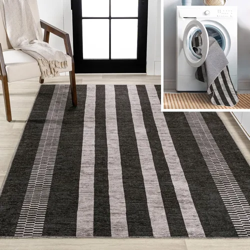 Eyely HSW122A-3 - Alfombra de interior a rayas geométricas Vichy lavable a máquina, rústica, vintage, clásica, dormitorio, cocina, sala de estar,