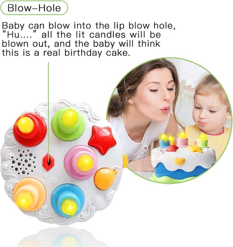Miniatura 3 de Pastel de cumpleaños de primer año - Juguetes de pastel con música, velas que cuentan y soplan, juguetes cantantes para niños y niñas de 1, 2, 3 y 4
