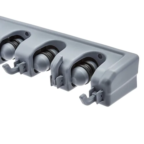 Miniatura 3 de Amazon Basics Organizador de almacenamiento rectangular resistente de montaje en pared para escobas, fregonas o herramientas con ganchos y ranuras
