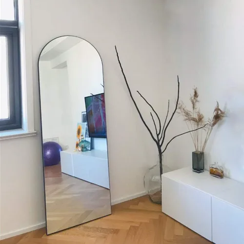 Miniatura 4 de XKZG Espejo arqueado de longitud completa de 64 x 21 pulgadas, espejo de suelo con marco de aleación de aluminio, espejo de cuerpo completo, espejo
