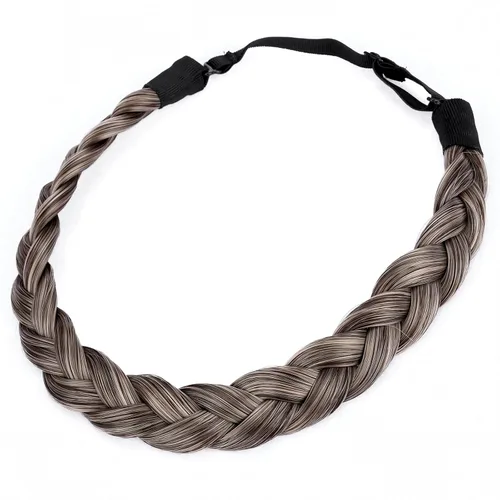 Miniatura 9 de Diadema clásica de cabello sintético trenzado, trenzas gruesas y anchas, extensión de cabello con elástico para mujeres y niñas, accesorio