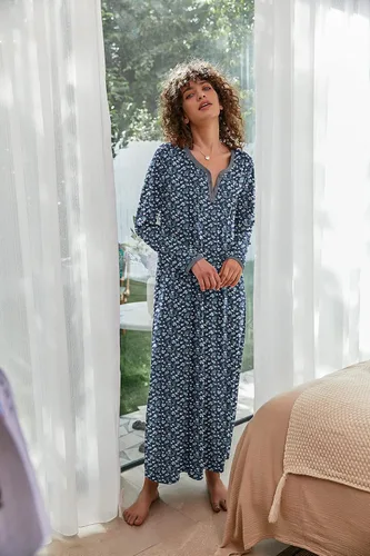 Miniatura 3 de Ekouaer - Camisón de manga larga para mujer, estilo informal con botones, Henley, vestido de dormir largo