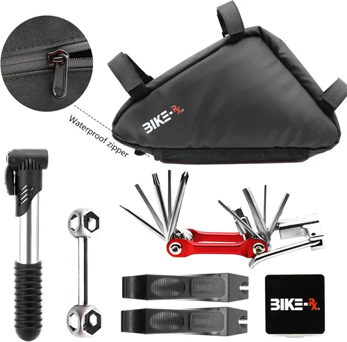 Miniatura 5 de Kit de reparación de bicicleta portátil - Juego de herramientas de bicicleta con multiherramienta, mini bomba de 120 PSI, palancas de neumáticos