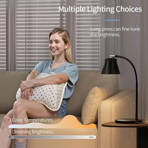Miniatura 3 de AXX TU08 - Lámpara de escritorio LED pequeña con puerto de carga USB, 650 lúmenes, 3 modos de color, atenuación de 5 toques, temporizador de 30/60