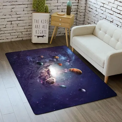 Miniatura 41 de Alfombra de espacio exterior para habitación de niños, 3 x 5 pies, alfombra Galaxy para dormitorio de niños, suave, antideslizante, sistema solar