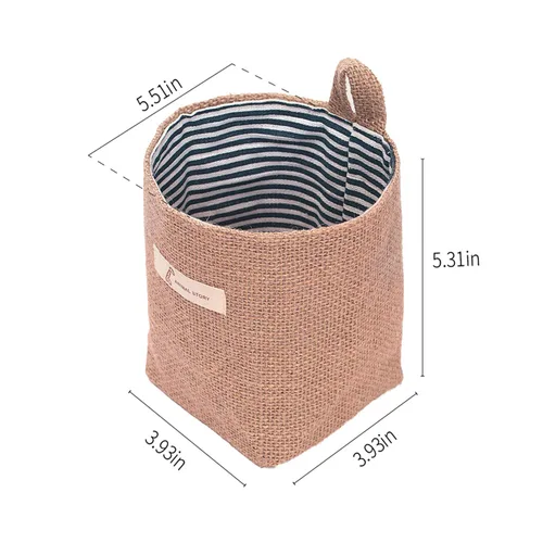 Miniatura 2 de Paquete de 4 bolsas de almacenamiento para colgar en la pared, bolsas de almacenamiento colgantes de algodón y lino, cesta de almacenamiento