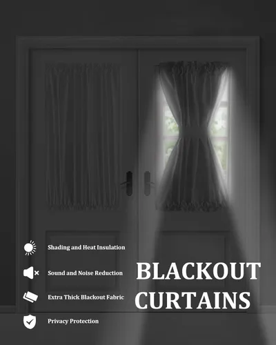 Miniatura 5 de Cortinas opacas de Navidad para puerta francesa, de vidrio, para puerta delantera, trasera, puerta de patio, aislamiento térmico, con bolsillo