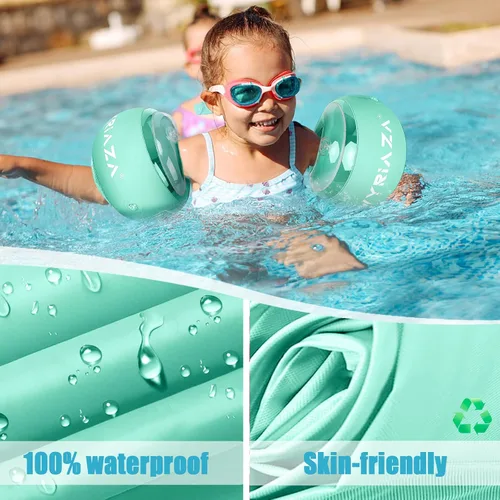 Miniatura 2 de Loowarts Flotadores de brazo para niños de 1 a 3 años, las bandas inflables flotan como alas de agua y trajes de baño, sistema de seguridad