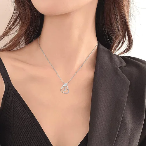 Miniatura 3 de YL Collar con inicial de mariposa para mujer, plata de ley 925, con dije de corazón de amor, alfabeto A-Z