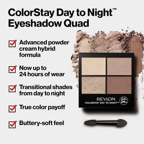 Miniatura 3 de REVLON ColorStay Quad - Sombra de ojos de día a noche, paleta de sombras de larga duración con tonos de transición y sensación suave, a prueba