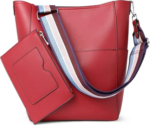 Miniatura 48 de BROMEN Bolsa Hobo para mujer, diseñada con cuero vegano, de hombro, bandolera