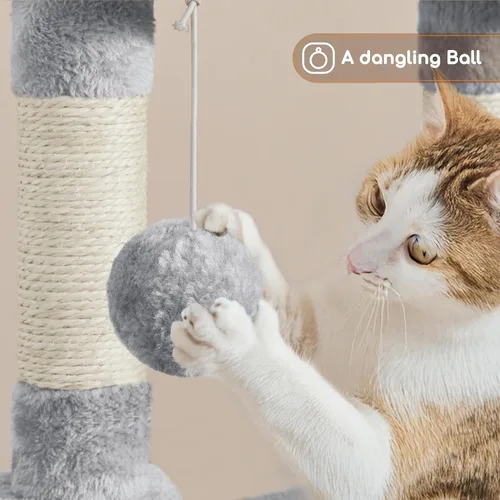 Miniatura 5 de Yaheetech Árbol para gatos, torre para gatos de 42 pulgadas para gatos de interior, casa para mascotas con gran pedestal y postes para rascar