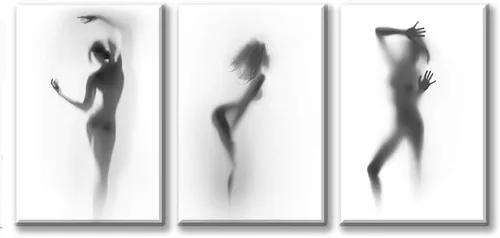 Miniatura 8 de Arte de pared para decoración de baño, 3 piezas, arte de pared en blanco y negro, pósteres sexys, impresión en lienzo, pintura de silueta nebulosa