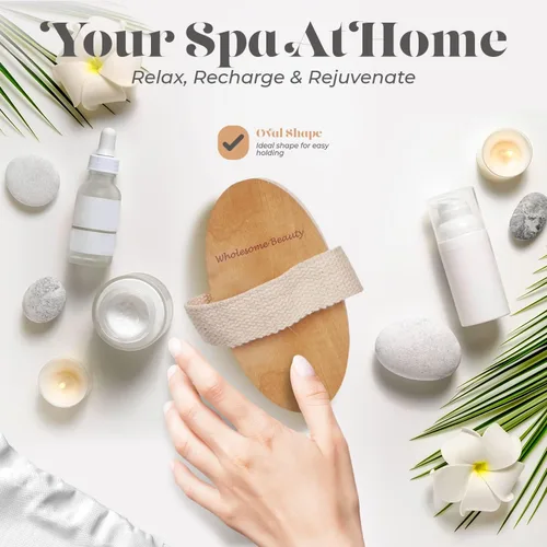 Miniatura 5 de Cepillo en seco para piel para cuerpo, mejora la salud y belleza de la piel, cerdas naturales, quita piel seca y toxinas, celulitis tratamiento