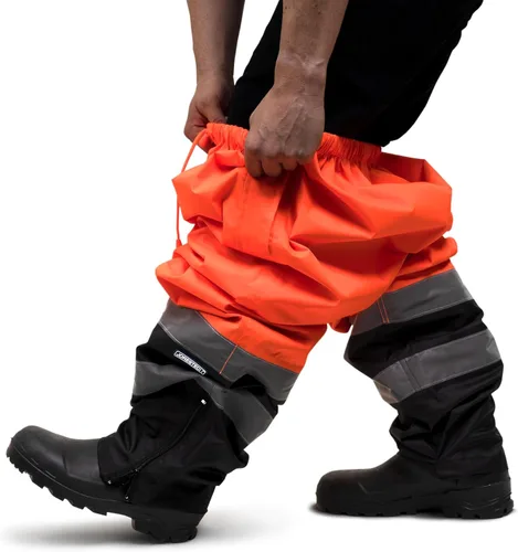 Miniatura 6 de JORESTECH Pantalones de seguridad impermeables de alta visibilidad: rayas reflectantes, cumplimiento ANSI y parte inferior ajustable Naranja Negro
