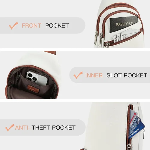 Miniatura 60 de Telena Bolso bandolera para mujer, bolso cruzado para mujer, cangurera de cuero vegano con correa ajustable